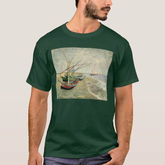 Vincent van Gogh - Vist Boats op het strand T-shirt (Voorkant)