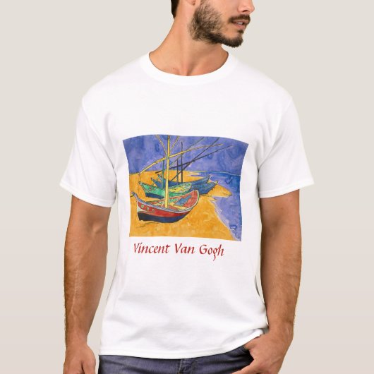 Vincent van Gogh - Vist Boats op het strand T-shirt (Voorkant)