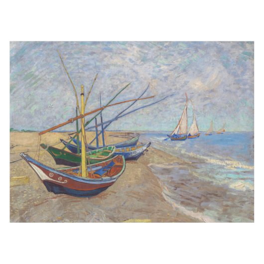Vincent van Gogh - Vist Boats op het strand Tafelkleed (Voorkant (Horizontaal))
