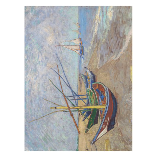 Vincent van Gogh - Vist Boats op het strand Tafelkleed (Voorkant)