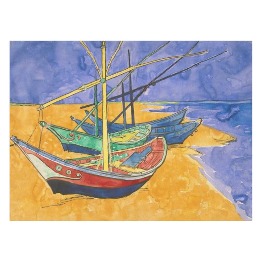 Vincent van Gogh - Vist Boats op het strand Tafelkleed (Voorkant (Horizontaal))
