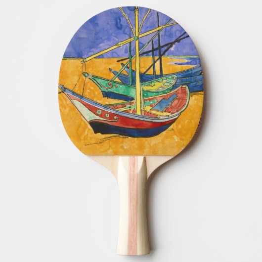 Vincent van Gogh - Vist Boats op het strand Tafeltennisbatje (Voorkant)