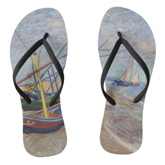 Vincent van Gogh - Vist Boats op het strand Teenslippers (Voetbed)
