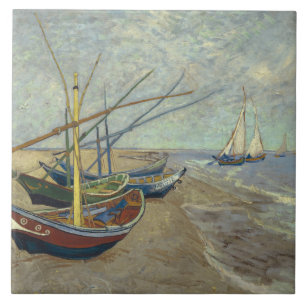 Vincent van Gogh - Vist Boats op het strand Tegeltje