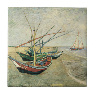 Vincent van Gogh - Vist Boats op het strand Tegeltje