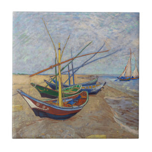 Vincent van Gogh - Vist Boats op het strand Tegeltje
