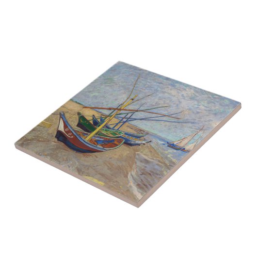 Vincent van Gogh - Vist Boats op het strand Tegeltje (Zijkant)