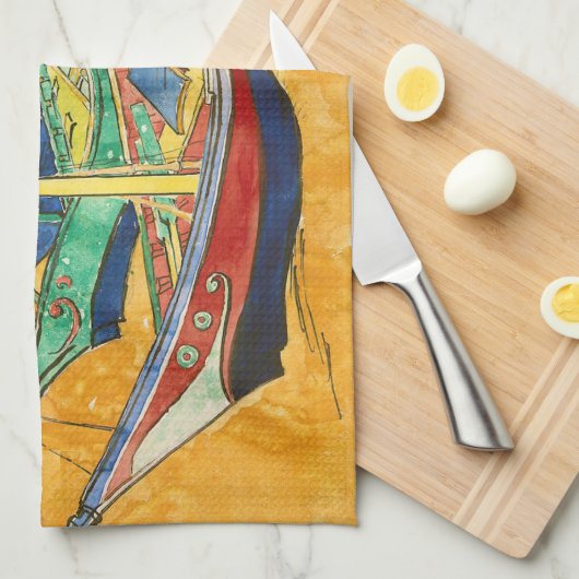 Vincent van Gogh - Vist Boats op het strand Theedoek (Quarter Fold)