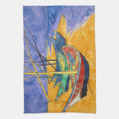 Vincent van Gogh - Vist Boats op het strand Theedoek (Verticaal)