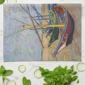 Vincent van Gogh - Vist Boats op het strand Theedoek (Gevouwen)