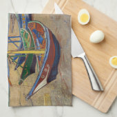 Vincent van Gogh - Vist Boats op het strand Theedoek (Quarter Fold)