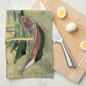 Vincent van Gogh - Vist Boats op het strand Theedoek (Quarter Fold)
