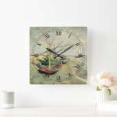 Vincent van Gogh - Vist Boats op het strand Vierkante Klok (Huis)