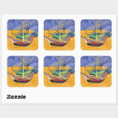 Vincent van Gogh - Vist Boats op het strand Vierkante Sticker (Vel)