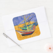 Vincent van Gogh - Vist Boats op het strand Vierkante Sticker (Envelop)