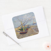 Vincent van Gogh - Vist Boats op het strand Vierkante Sticker (Envelop)