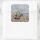 Vincent van Gogh - Vist Boats op het strand Vierkante Sticker (Tas)