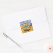 Vincent van Gogh - Vist Boats op het strand Vierkante Sticker (Envelop)