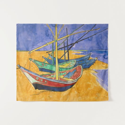 Vincent van Gogh - Vist Boats op het strand Wandkleed (Voorkant (horizontaal))