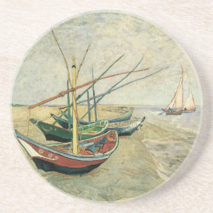 Vincent van Gogh - Vist Boats op het strand Zandsteen Onderzetter