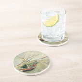 Vincent van Gogh - Vist Boats op het strand Zandsteen Onderzetter (Zijkant)