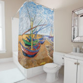 Vincent van Gogh Vist boten op het strand Douchegordijn (In situ)