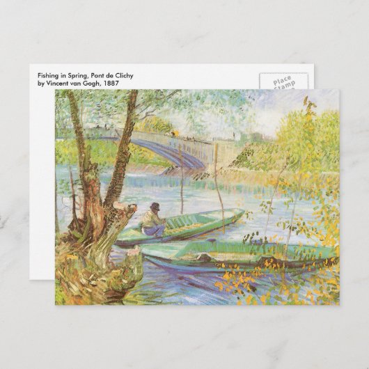 Vincent van Gogh Vist in het voorjaar, Pont de Cli Briefkaart (Voorkant / Achterkant)