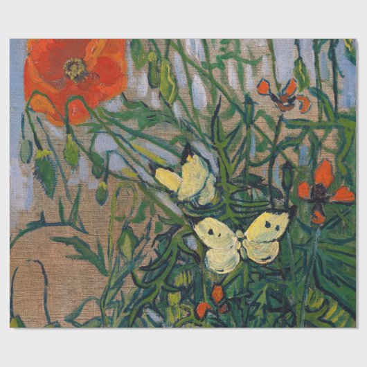 Vincent van Gogh - Vlinders en Klaprozen Cadeaupapier (Vlak)