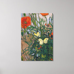 Vincent van Gogh - Vlinders en Klaprozen Canvas Afdruk