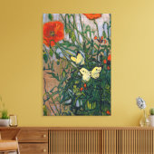 Vincent van Gogh - Vlinders en Klaprozen Canvas Afdruk (Insitu (Woonkamer))