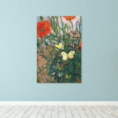 Vincent van Gogh - Vlinders en Klaprozen Canvas Afdruk (Insitu (Houten vloer))