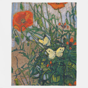 Vincent van Gogh - Vlinders en Klaprozen Fleece Deken