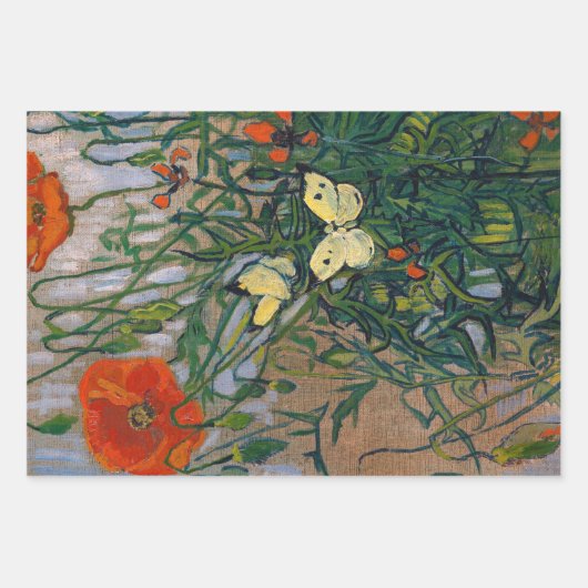 Vincent van Gogh - Vlinders en Klaprozen Inpakpapier Vel (Voorkant 2)