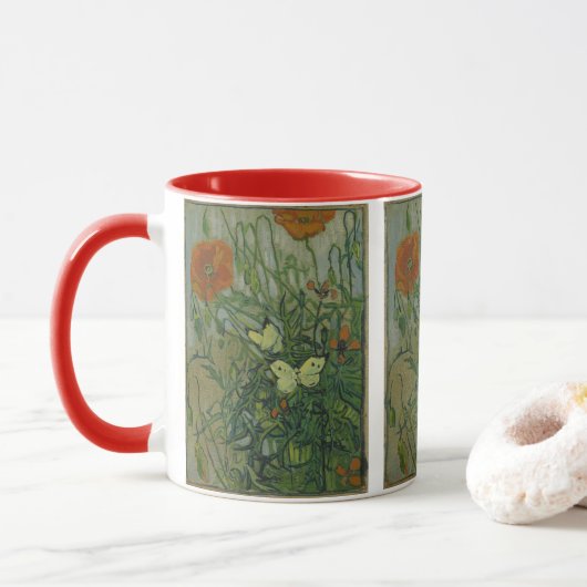 Vincent van Gogh - Vlinders en klaprozen Mok (Met donut)