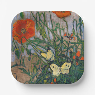 Vincent van Gogh - Vlinders en Klaprozen Papieren Bordje