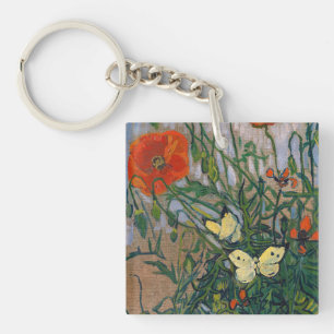 Vincent van Gogh - Vlinders en Klaprozen Sleutelhanger