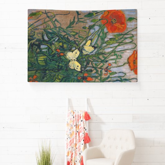 Vincent van Gogh - Vlinders en Klaprozen Spandoek (Insitu)