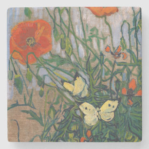 Vincent van Gogh - Vlinders en Klaprozen Stenen Onderzetter
