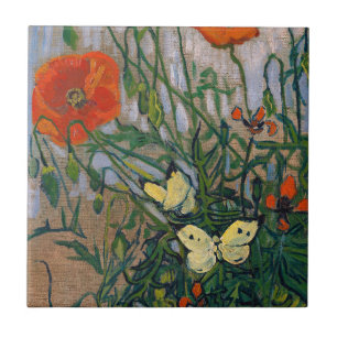 Vincent van Gogh - Vlinders en Klaprozen Tegeltje