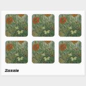 Vincent van Gogh - Vlinders en klaprozen Vierkante Sticker (Vel)