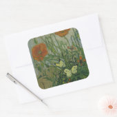 Vincent van Gogh - Vlinders en klaprozen Vierkante Sticker (Envelop)