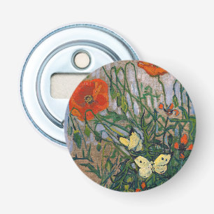 Vincent van Gogh - Vlinders en Papavers Button Flesopener