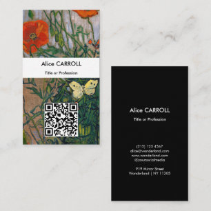 Vincent van Gogh - Vlinders & Klaprozen - QR Code Visitekaartje