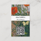 Vincent van Gogh - Vlinders & Klaprozen - QR Code Visitekaartje (Voorkant)