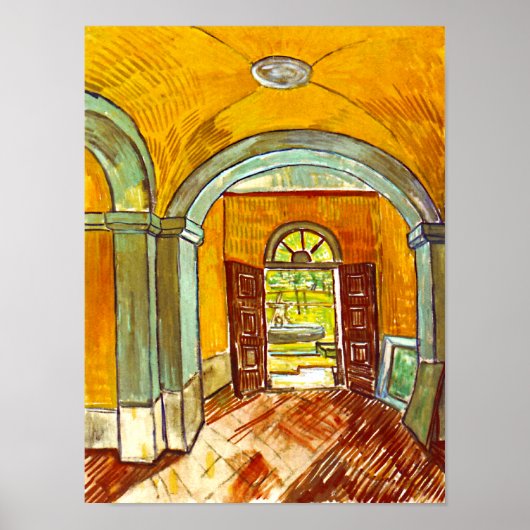 Vincent Van Gogh - Voorhal van het Asiel Poster (Voorkant)