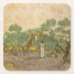 Vincent van Gogh - Vrouwen die olijven plukken Kartonnen Onderzetters
