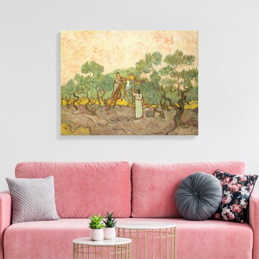 Vincent van Gogh - Vrouwen die Olijven schoppen Canvas Afdruk (Insitu (Woonkamer))