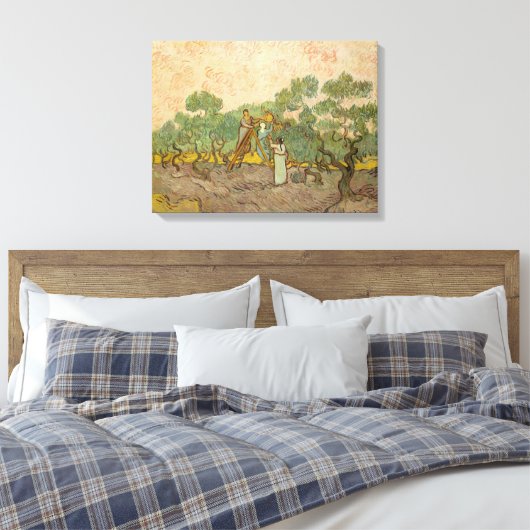 Vincent van Gogh - Vrouwen die Olijven schoppen Canvas Afdruk (Insitu (Slaapkamer))