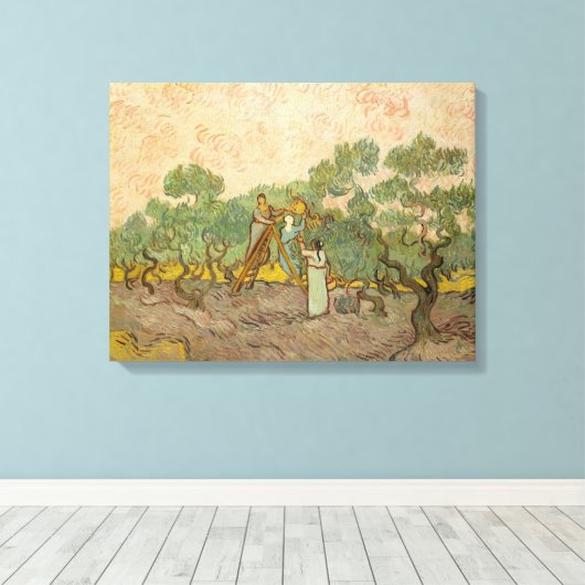 Vincent van Gogh - Vrouwen die Olijven schoppen Canvas Afdruk (Insitu (Houten vloer))