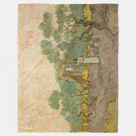 Vincent van Gogh - Vrouwen die Olijven schoppen Fleece Deken (Voorkant)